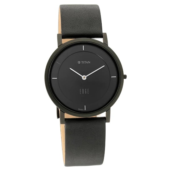 TITAN Edge Watch with Black dial and Steel highlights