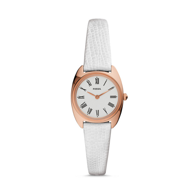 Fossil JUDE MINI TWO-HAND WHITE LEATHER WATCH