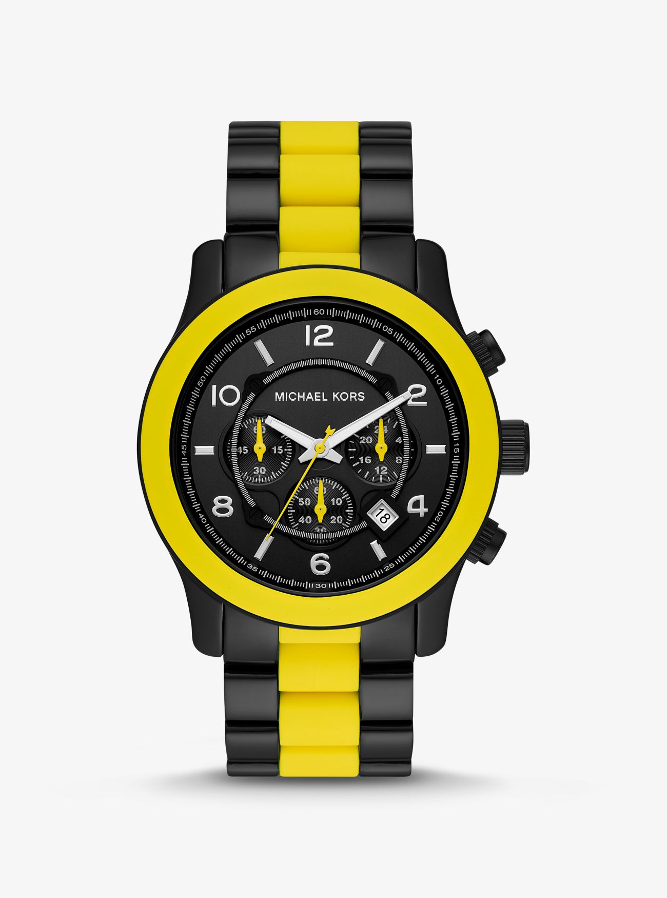 MICHAEL KORS Oversized Runway Black-Tone and Silicone Watch