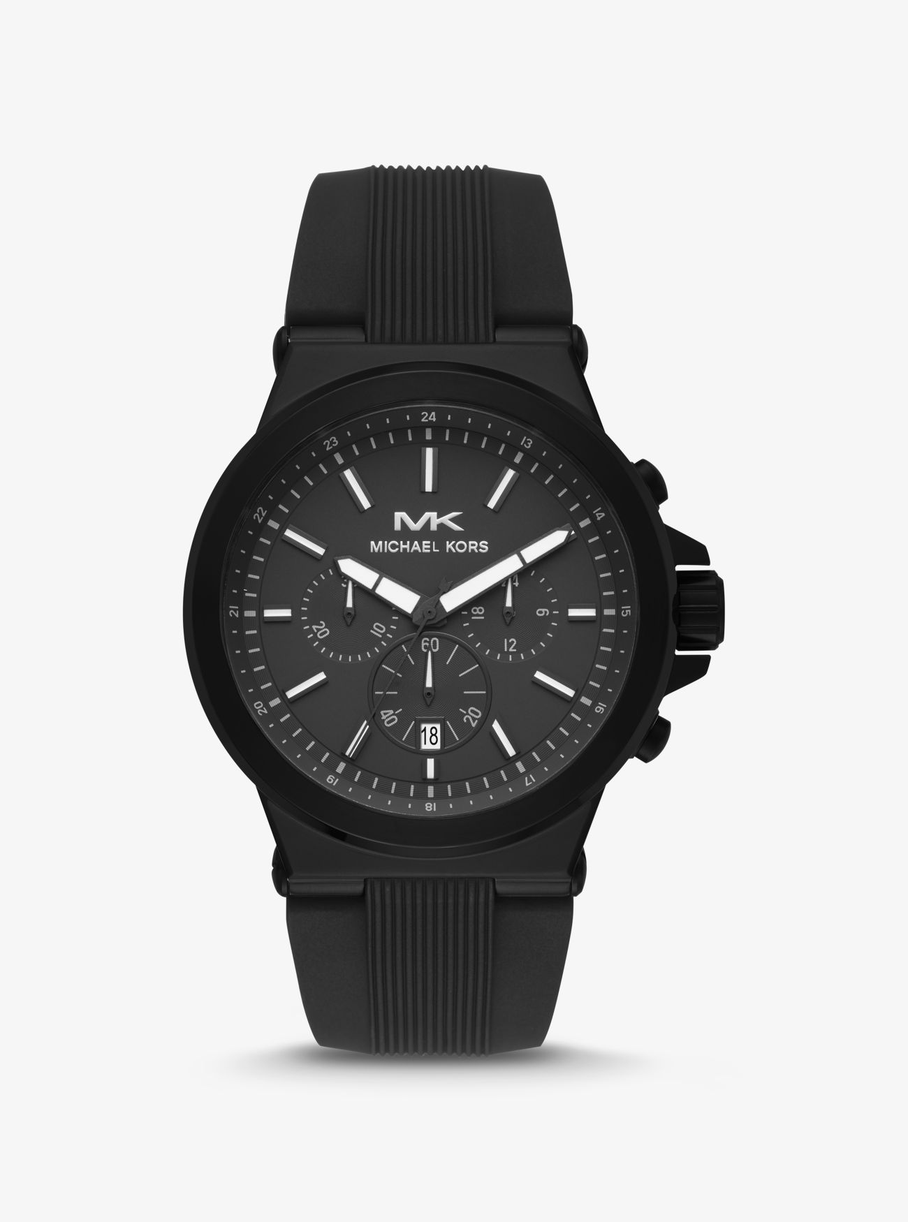 Oversized Dylan Black-Tone and Silicone Watch