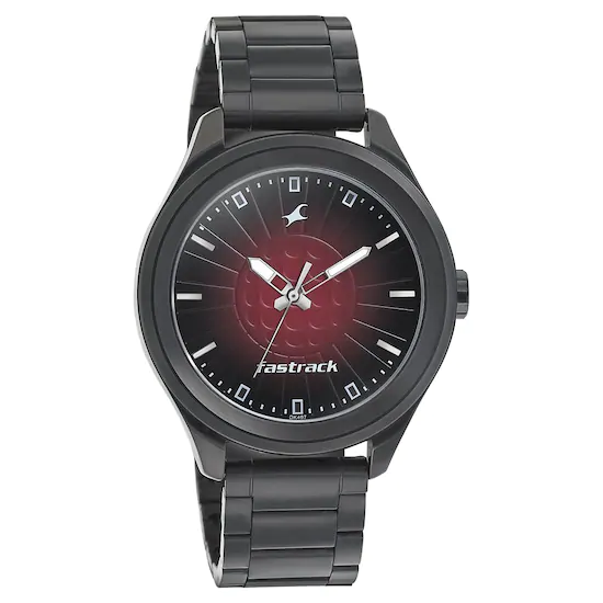 FASTRACK SUNBURN WATCH - BLACK DIAL WITH STAINLESS STEEL STRAP