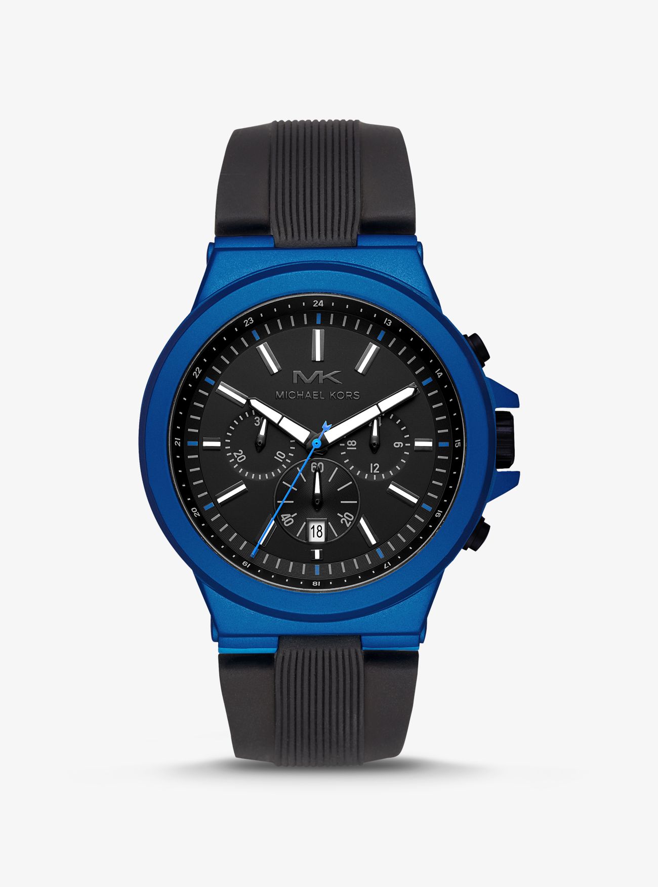 MICHAEL KORS Oversized Dylan Blue-Tone and Silicone Watch