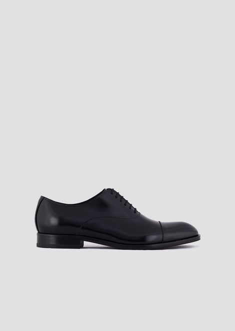 EMPORIO ARMANI  Glossy abraded leather Oxford shoe