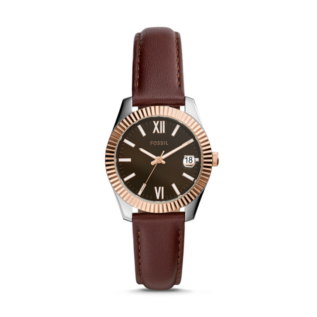 Fossil SCARLETTE MINI THREE-HAND BROWN LEATHER WATCH